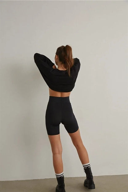 Yüksek Bel Toparlayıcı Etkili Mat Biker Bisikletçi Tayt