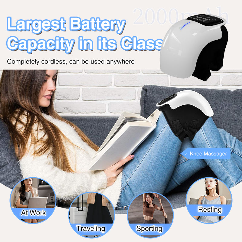 Smart Knee Massager With Heat Vibration 3D Air Compression Portable Pain Relief Home Office Use