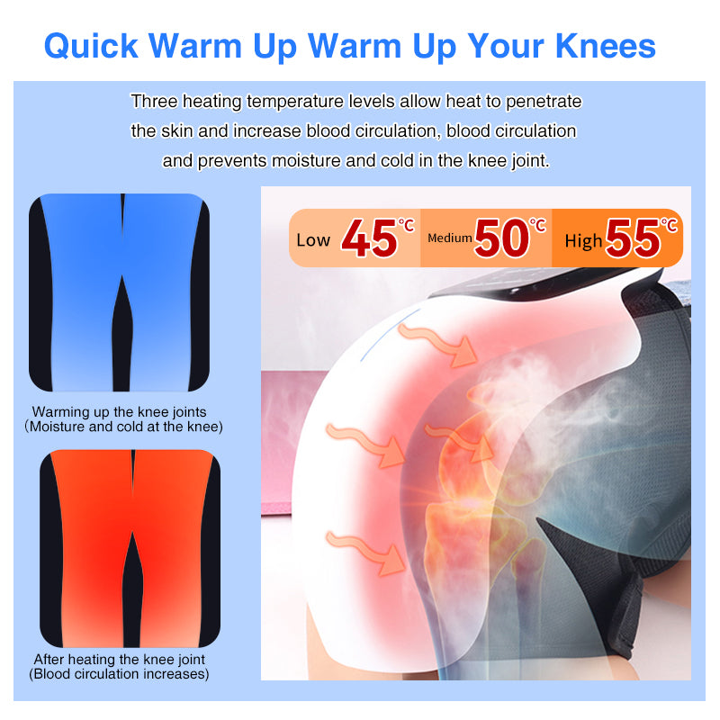 Smart Knee Massager With Heat Vibration 3D Air Compression Portable Pain Relief Home Office Use