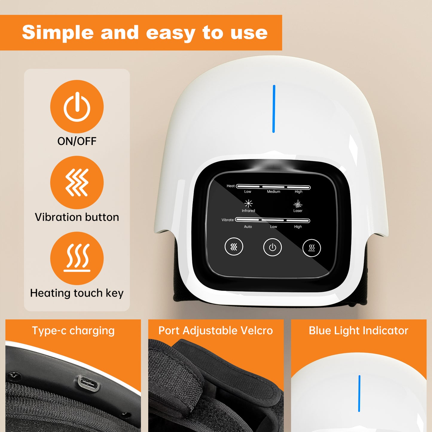 Smart Knee Massager With Heat Vibration 3D Air Compression Portable Pain Relief Home Office Use